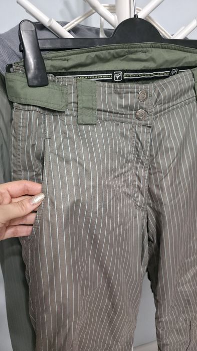 Pantaloni de schi Rucanor pentru femei, culoare gri-verzuie cu dungi,