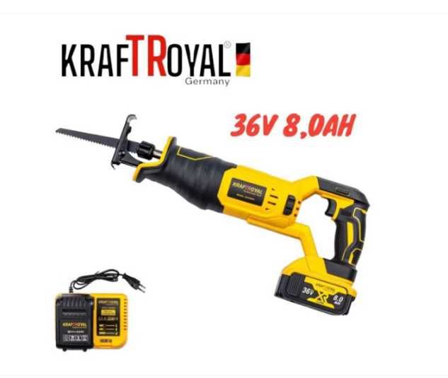 Саблен трион KrafTRoyal, Акумулаторен, 2 батерии, 36V, 8000m