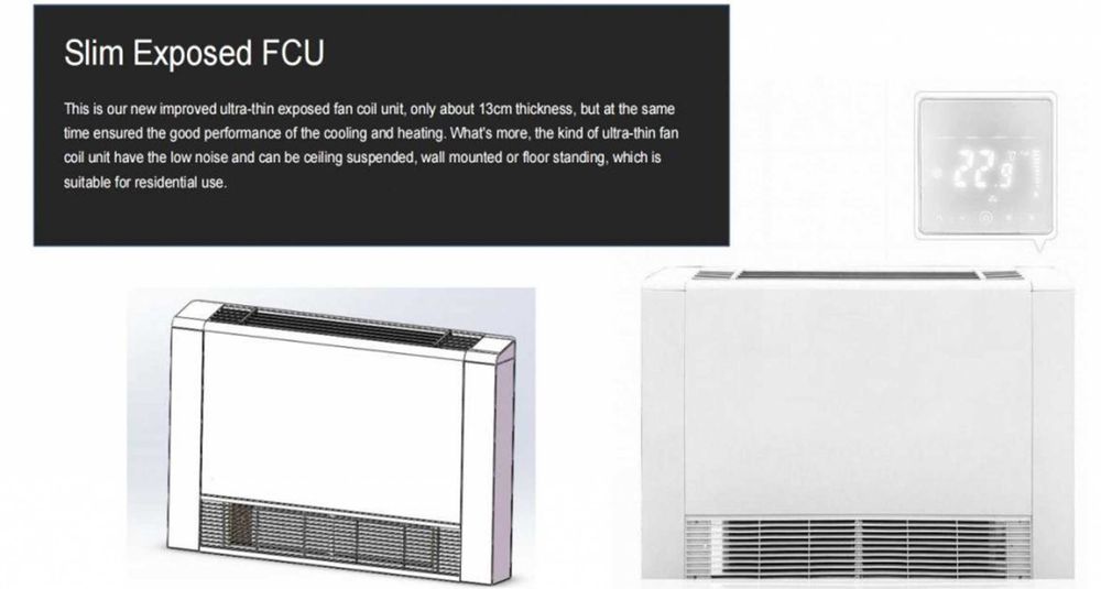 5.9 KW Ултра тънки и тихи водни конвектори за отопление и охлаждане