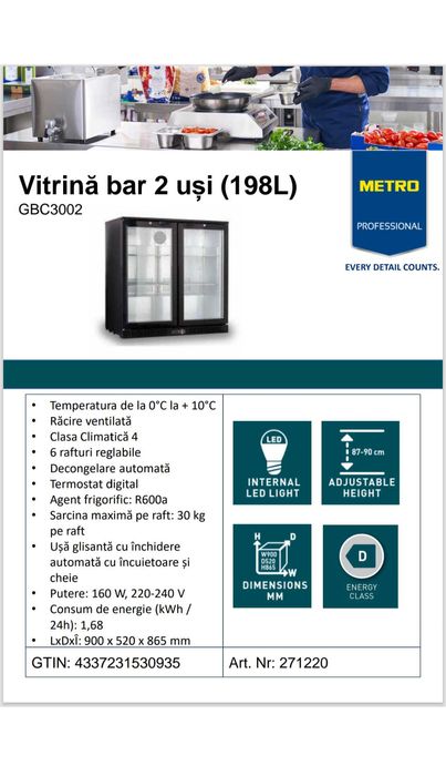 Frigider tip vitrina Horeca