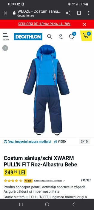 Combinezon Wedge impermeabil +mănuși 12-18 luni 73-81cm