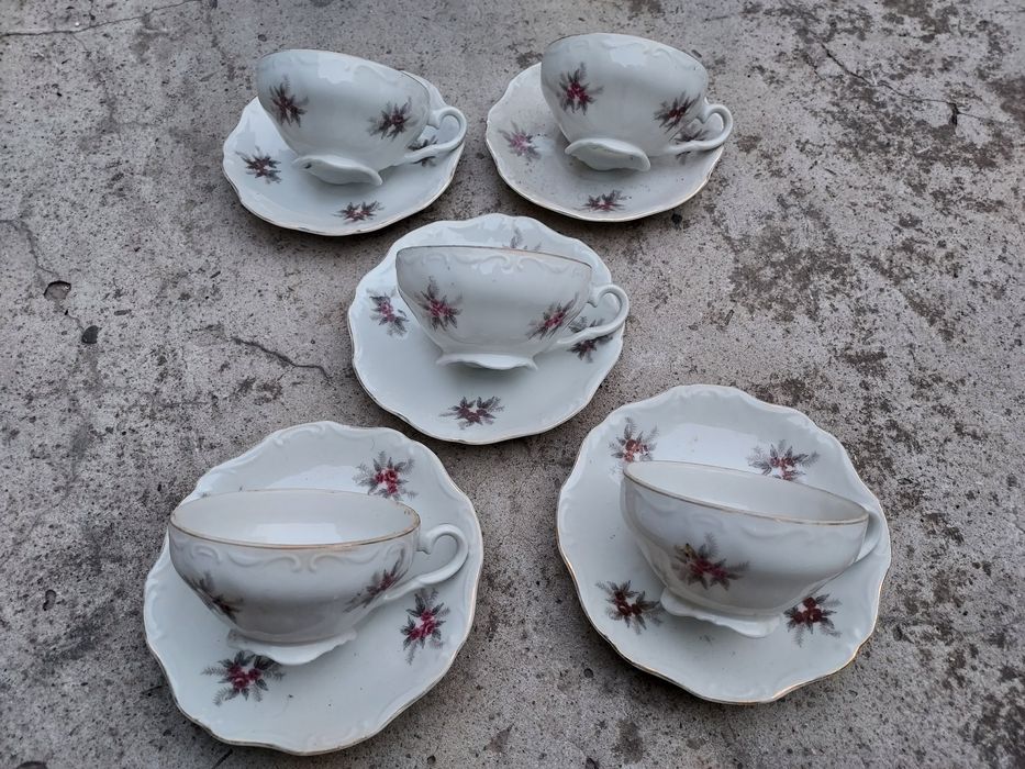 Set 5 cești de ceai porțelan