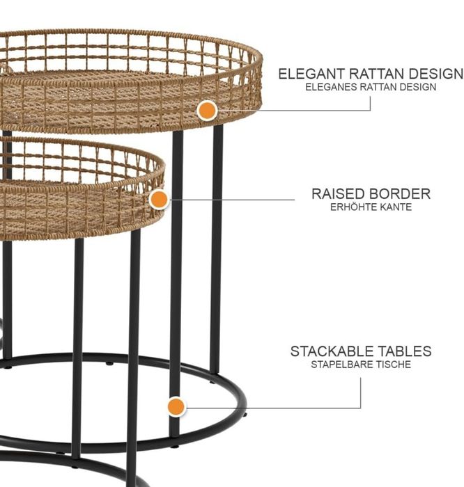 Комплект ратанови холни масички Vicco 7005
