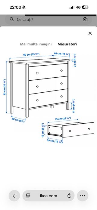 Comoda ikea cu 3 sertare