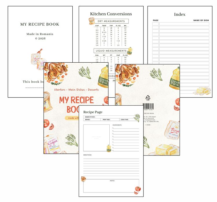 Caiet de Retete tip Agenda - Carte de Bucate Personala 108 Pagini, Lim