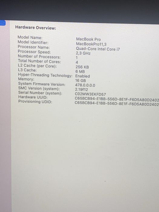 MacBookPro Quad-Core Intel Core i7 15,6