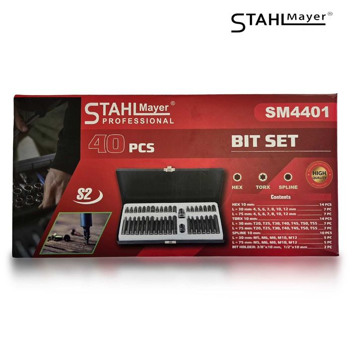 Комплект битове-накрайници STAHLMAYER Hex, XZN и Torx – 40 броя