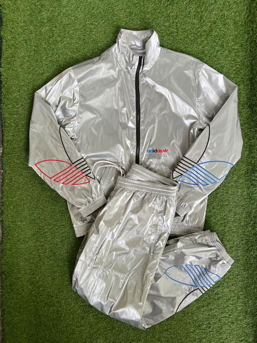 Мъжки екип : Adidas Tricolor Tracksuit Silver M