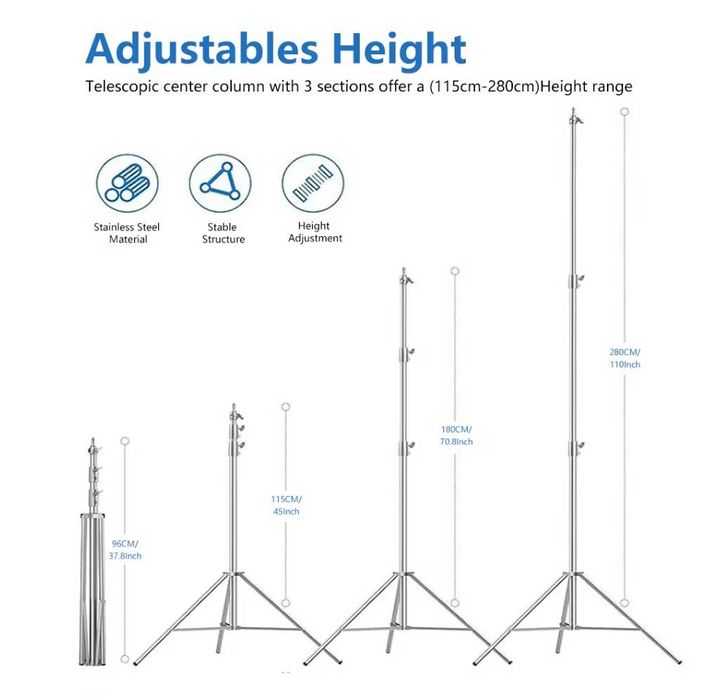 Статив , трипод 2.8м. , Телескопична стойка за студийно осветление