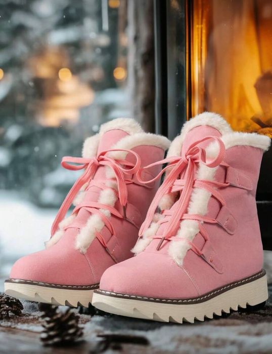 Розови боти с пух