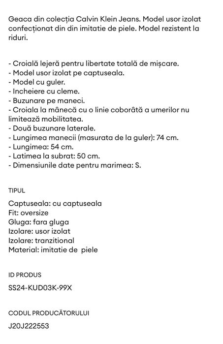 Calvin klein jeans geacă damă