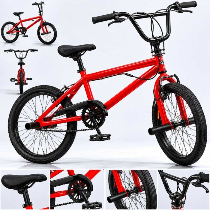 BMX велосипед TOIMSA 20” – Червен freestyle BMX с 360° ротор и V-Brake