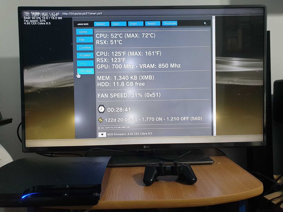 PS3 modat CFW OC 500 + 60 jocuri (GTA V, Red Dead, Castlevania, NFS)