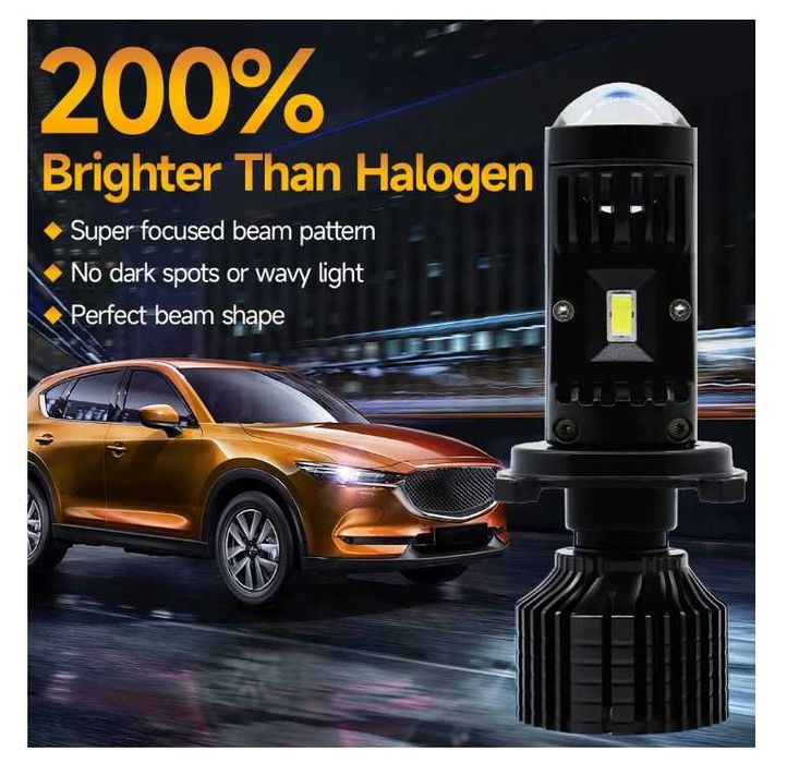 LED крушки с лупа Y10 H4 – 6000K, 6400LM, CANBUS