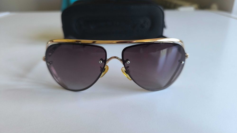 рядък модел слънчеви очила Chrome Hearts "Jewel Box" Aviator + кожен калъф