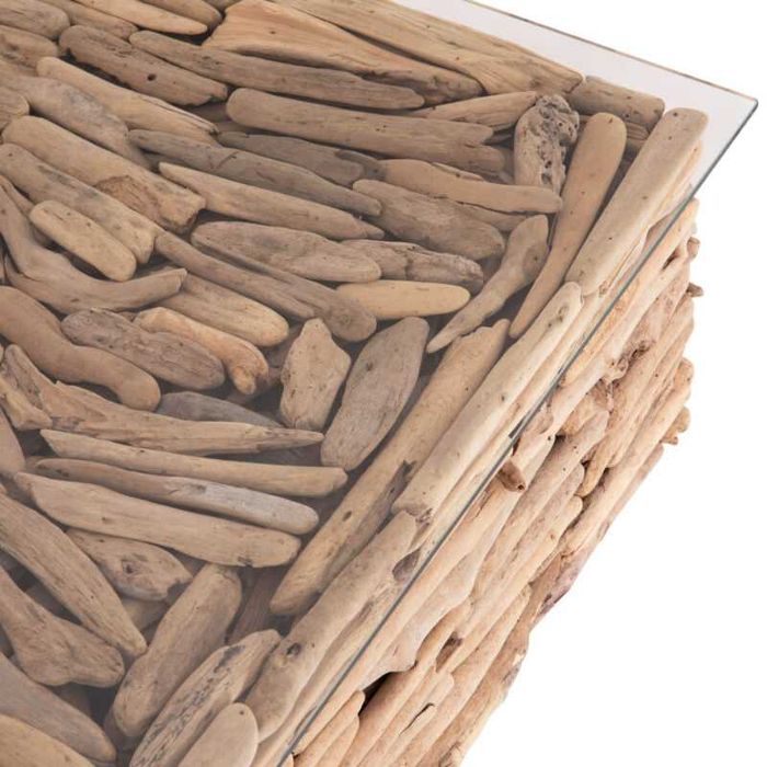 Маса, Sparrow, Натурален, Дърво, Стъкло, 95х95х51см.