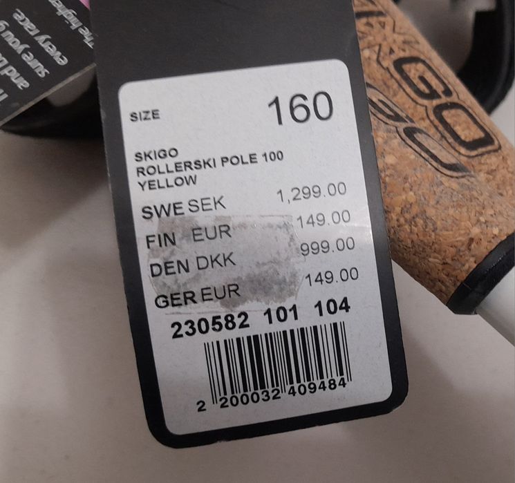 Bețe noi ptr schi, SKIGO Rollerski Pole, 100% Carbon, 160 cm