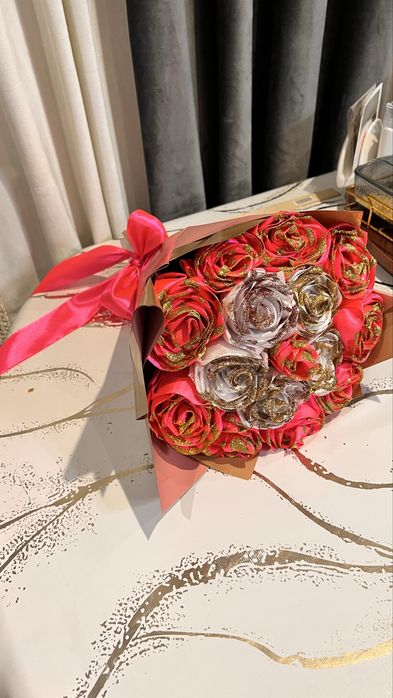 Делаю розы с атласной ленты