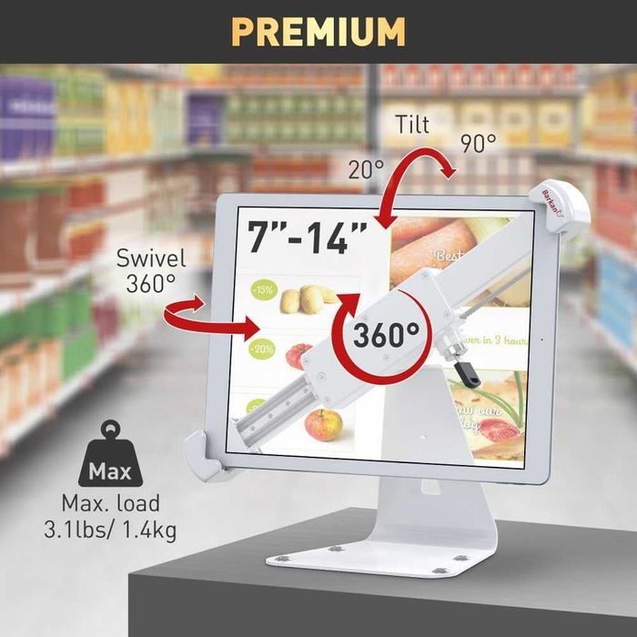 Поставка за таблет BARKAN, 7" - 14" (17.7 х 35.5 cm), 360°