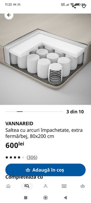 Saltea ikeea ferma cu arcuri