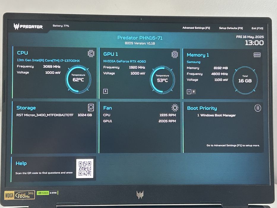 Laptop Acer Predator, RTX 4060