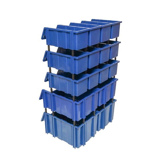 Стойка с 16 кутии за съхранение/организация, синя пластмасова кутия, 6