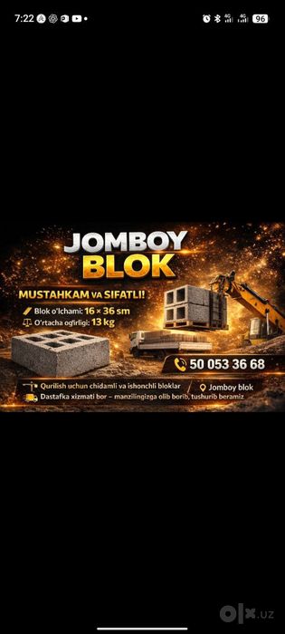 Jomboy shlaka blok sifatga javob