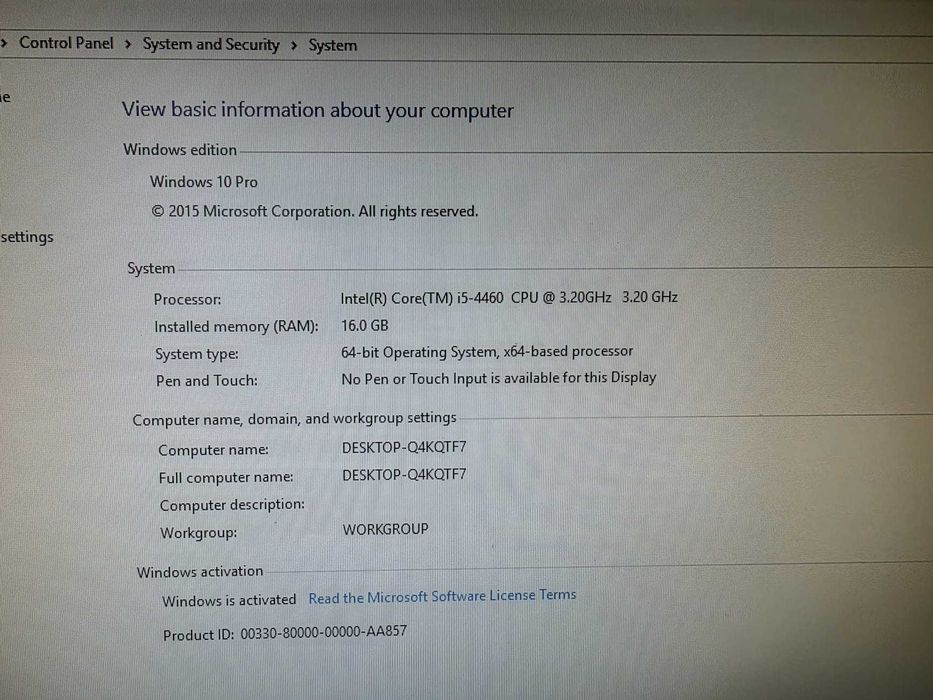 Calculator(Unitate PC)-Intel Core i5-4460 @ 3.20 GHz