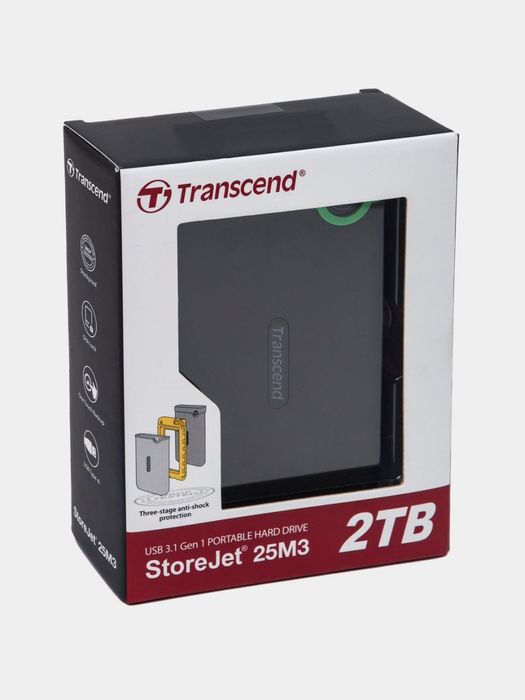 Внешний хард, портативный жесткий диск Transcend 2ТБ USB 3.1