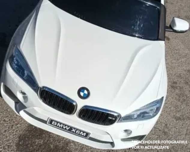 Masinuta electrica pentru copii BMW X6M alba, 2 motoare, baterii noi