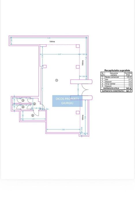 Spațiu comercial ultracentral – 26 ml vitrină, lângă Turn