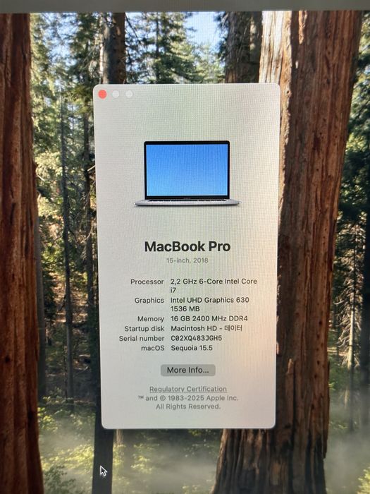 Macbook pro 2018 15- inch Core i7