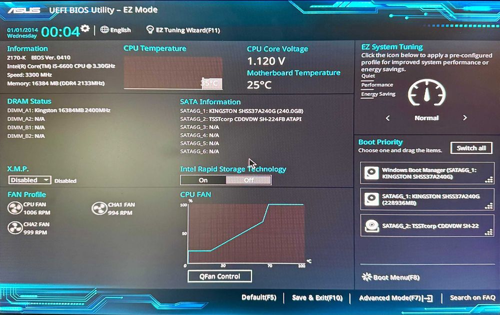 Настолен компютър Intel Core i5-6600 / 16 GB RAM / 240 GB SSD