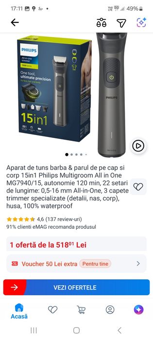 PHILIPS Aparat de tuns parul din cap și barba