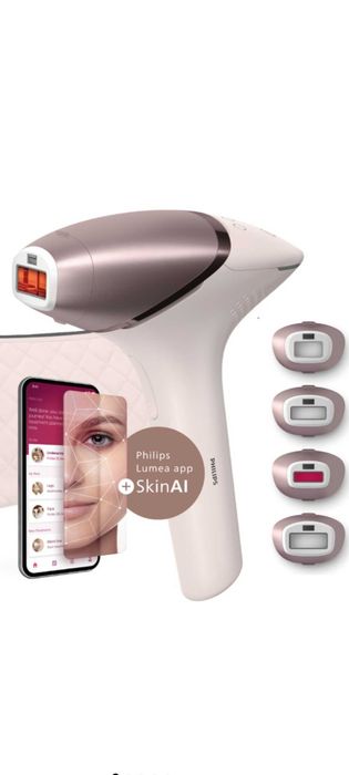 Фотоепилатор IPL Philips Lumea Series 9900 BRI977/00, Сензор Smartskin, Технология SenseIQ, Връзка с приложението с функции Skin AI, Употреба
