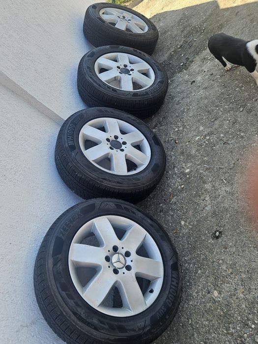 Set 4 Jante Aliaj Originale Mercedes 5x112 R17 + Anvelope Iarnă NOI 225/65 R17 Zeetex