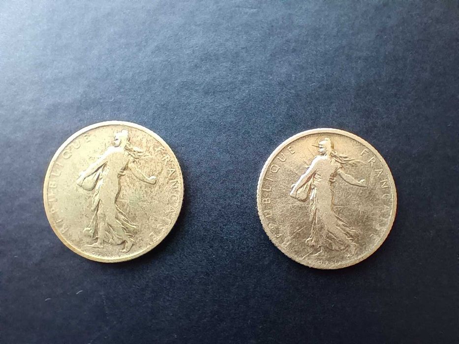 Монети от по 1 френски франк от 1898 г. и 1904 г.