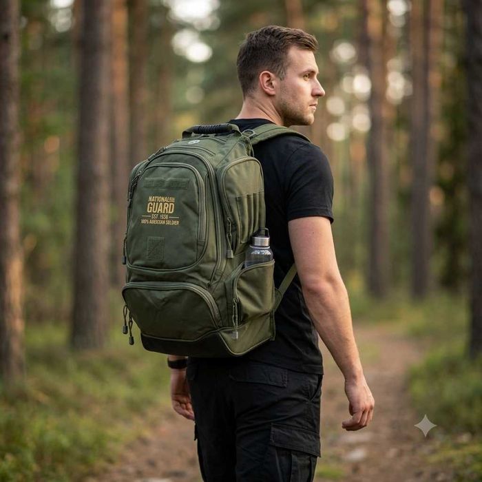 Rucsac Tactic Militar MFH US National Guard 40L – Ghiozdan Rezistent Armata Pescuit Vanatoare Barbat Camping, Outdoor & Airsoft (Negru sau Verde Oliv)