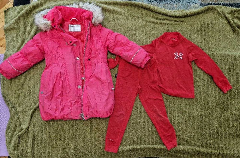 Зимняя куртка с утеплителем с подарком для девочки 5 лет