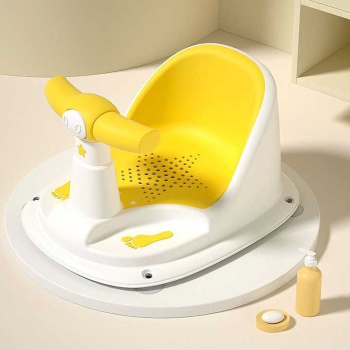 Scaun de baie pentru bebelusi,ventuze de fixare,spătar confortabil,nou