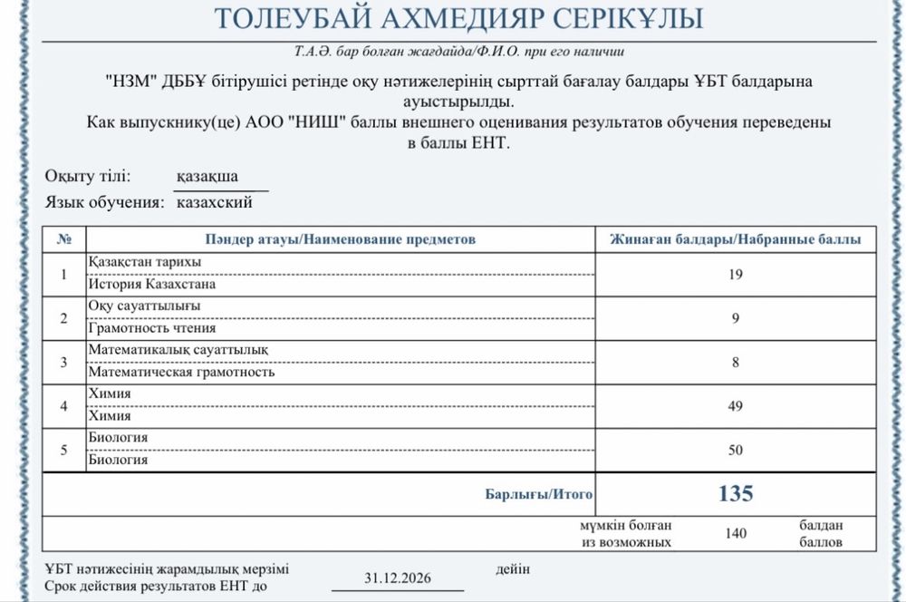 Репетитор по ЕНТ, SAT, НУЕТ, англ