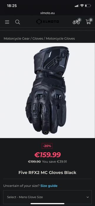 Висок клас Мото ръкавици FIVE RFX 2 Черни