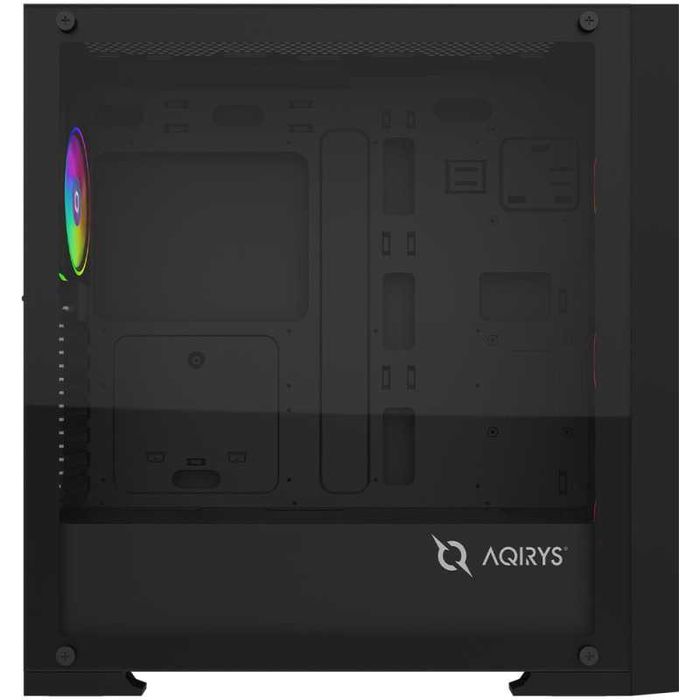 Carcasa PC AQIRYS Avior ARGB Black Mid-Tower / incluse 4 ventilatoare ARGB / Telecomanda / Sticlă securizata / NOUA