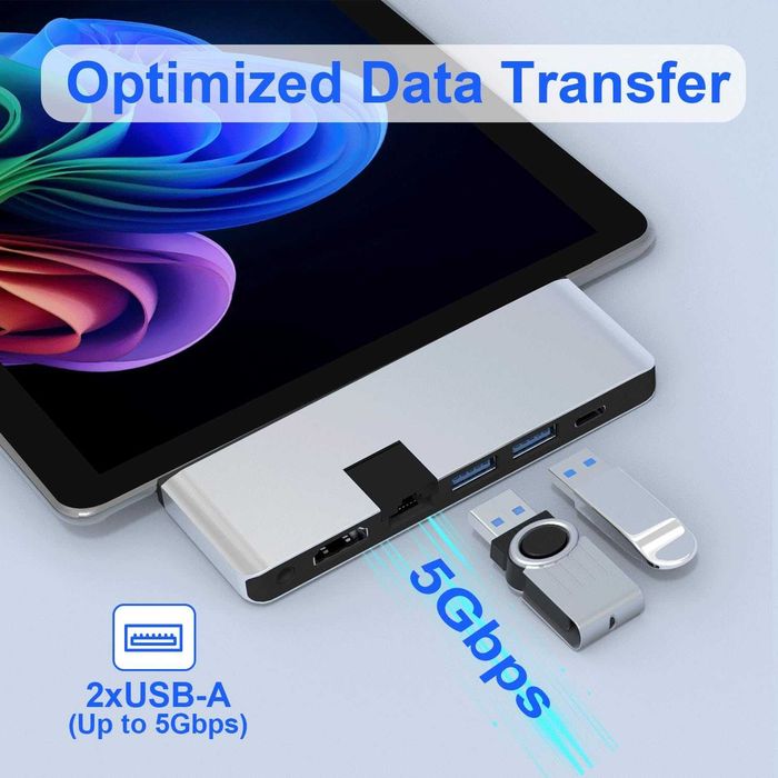Докинг станция за Surface Pro 12, хъб за Surface Pro 12 с 4K HDMI, USB-C Thunderbolt 4
