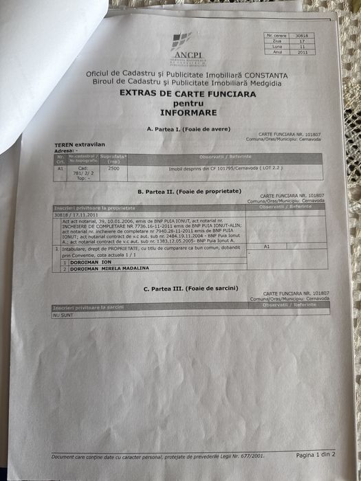 Teren extravilan de vânzare – 25 €/mp(negociabil)