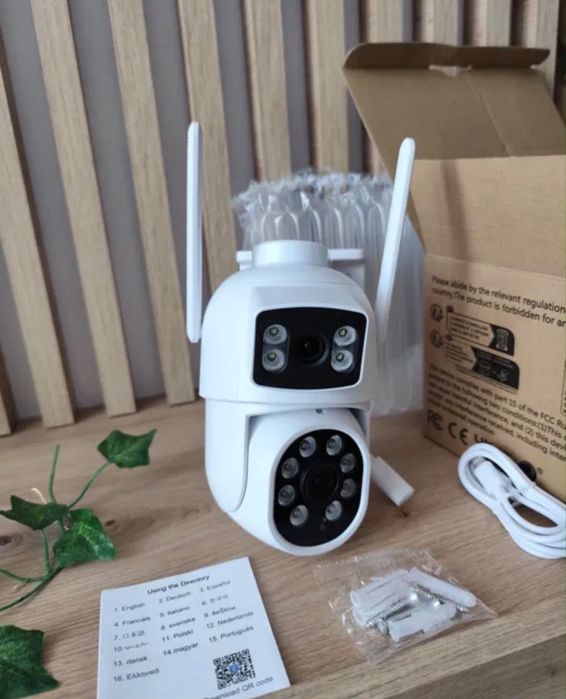 NOUA Camera supraveghere dubla WiFi FullHD cablu 3m