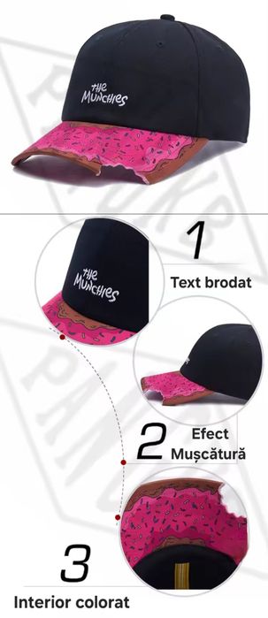 Șapcă funny Gogoașă Mușcată "The Munches". Text brodat. Ajustabilă.