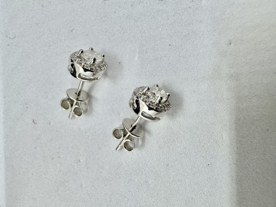 Сребърни обеци с мойсанит (Диамант) 0.5 карата