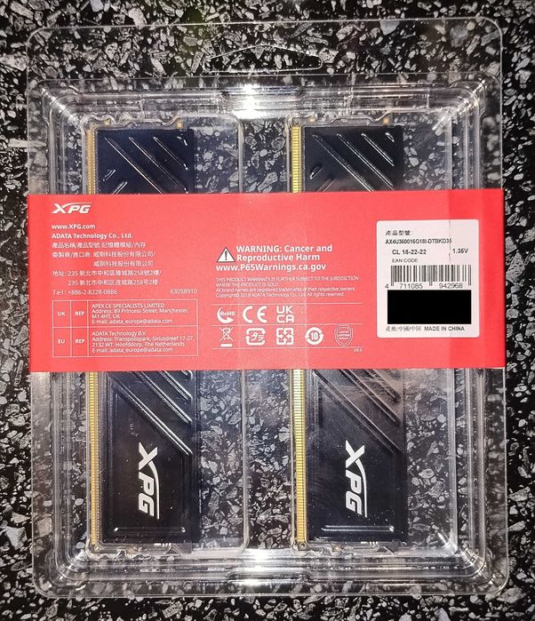 32GB DDR4 3600MHz CL18 (2x16GB) AData XPG Gammix D35 – Нова, Гаранция