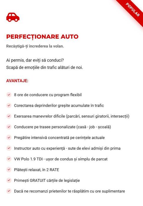 Școala de șoferi cat. B / redobândire permis / perfecționare auto / reexaminare traseu - Botoșani